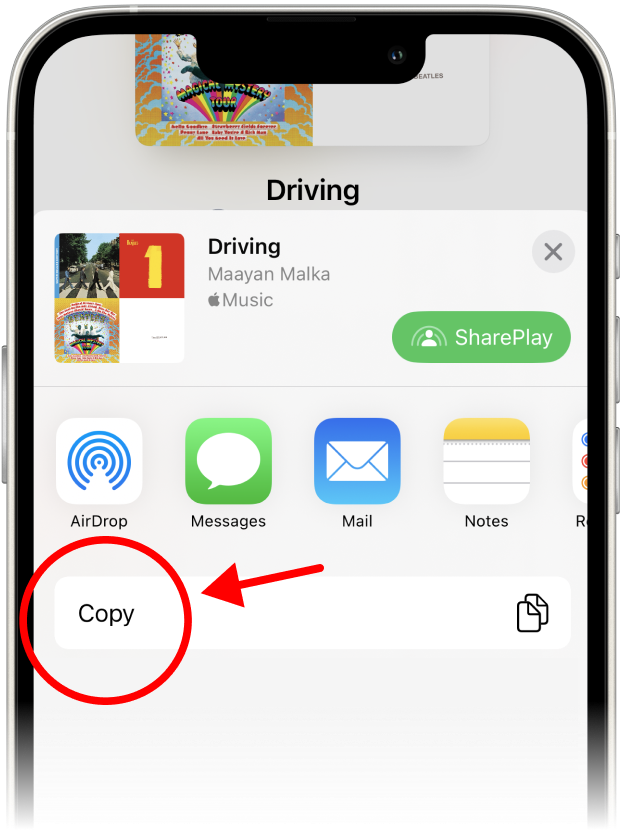 Press the 'Copy' button to copy the playlist link