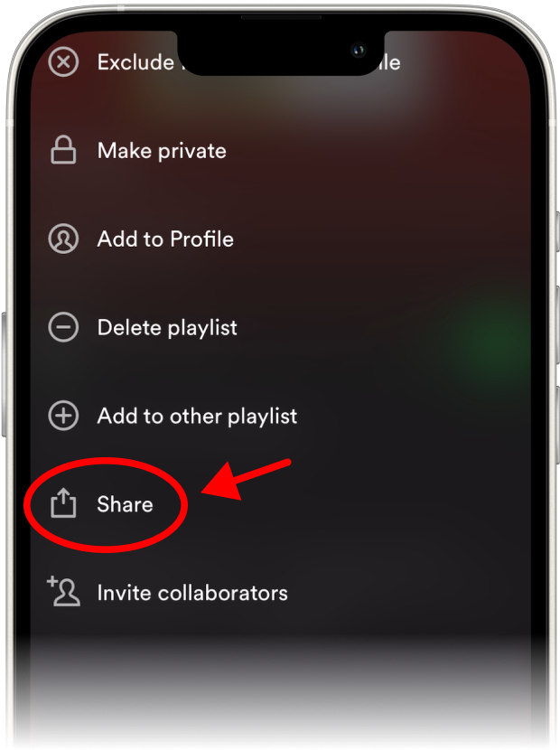 In the dropdown menu that appears, select 'Share'